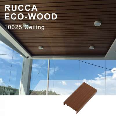 WPC Wood Plastic Modern False Ceiling Tiles Design, 100*25mm Decorative Teak Wood Ceiling Panel