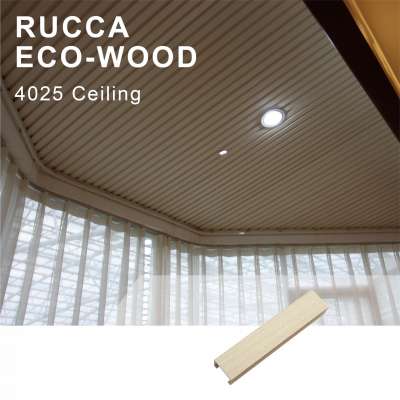 Foshan Rucca White Ceiling PVC Plastic And Wood Composite Ceiling Design WPC Ceiling Panel 40*25mm China Supplier